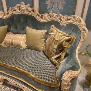 (按件圆)欧式客厅奢华布艺沙发组合法式宫廷手工实木雕刻沙发大户型三人位