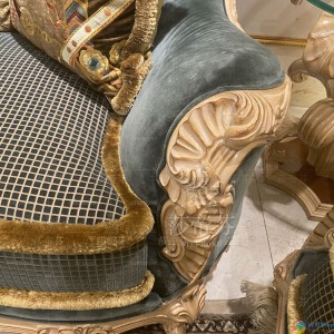 (按件圆)欧式客厅奢华布艺沙发组合法式宫廷手工实木雕刻沙发大户型三人位